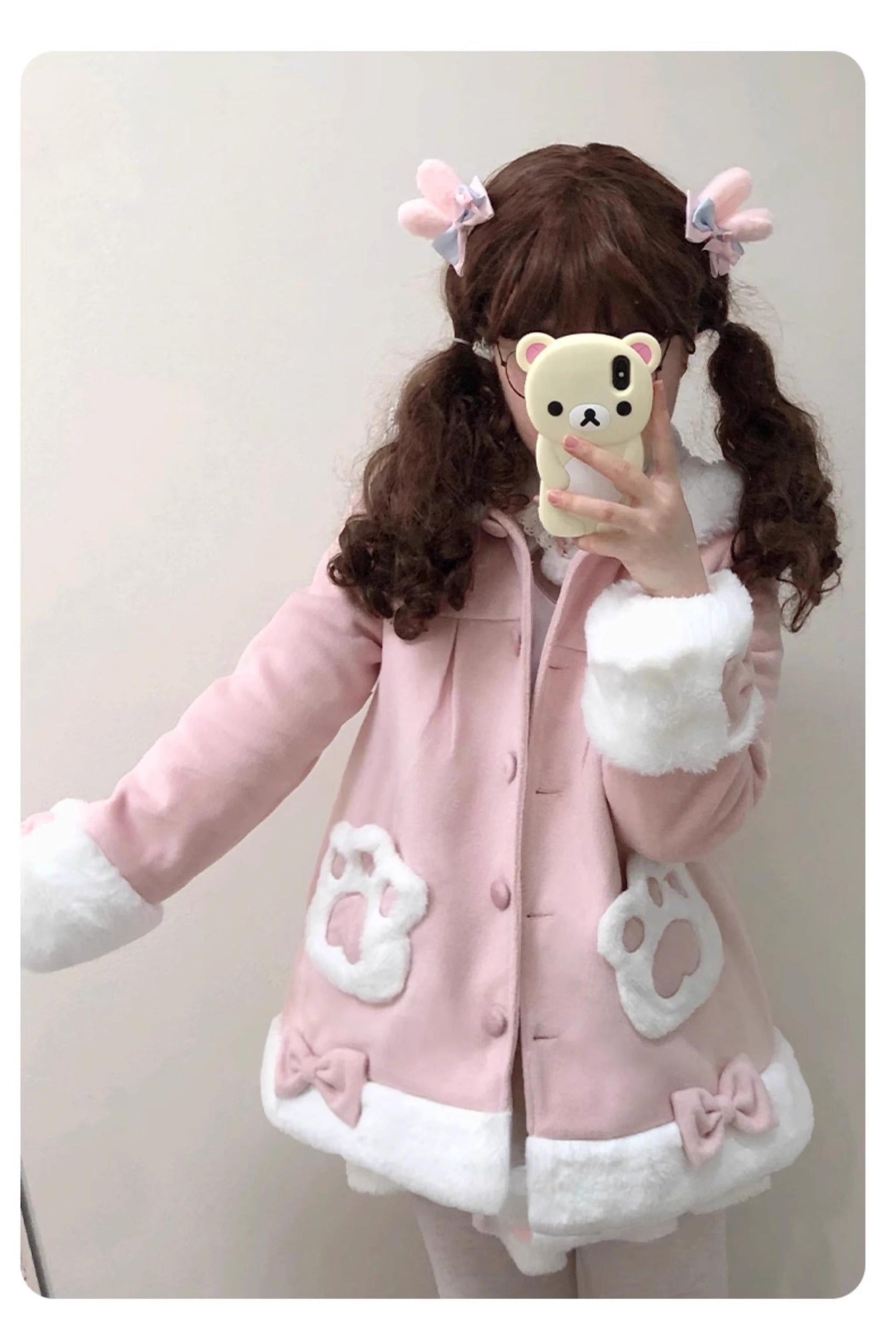 ZhiJinYuan - Calico Cat - Kawaii Lolita Plush Coat Lovely Warm Winter Coat