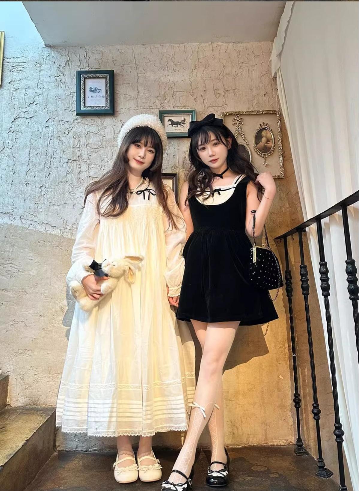 Sheep Puff - Young Layla - Vintage Lolita Shoes Low Heel Butterfly Shoes