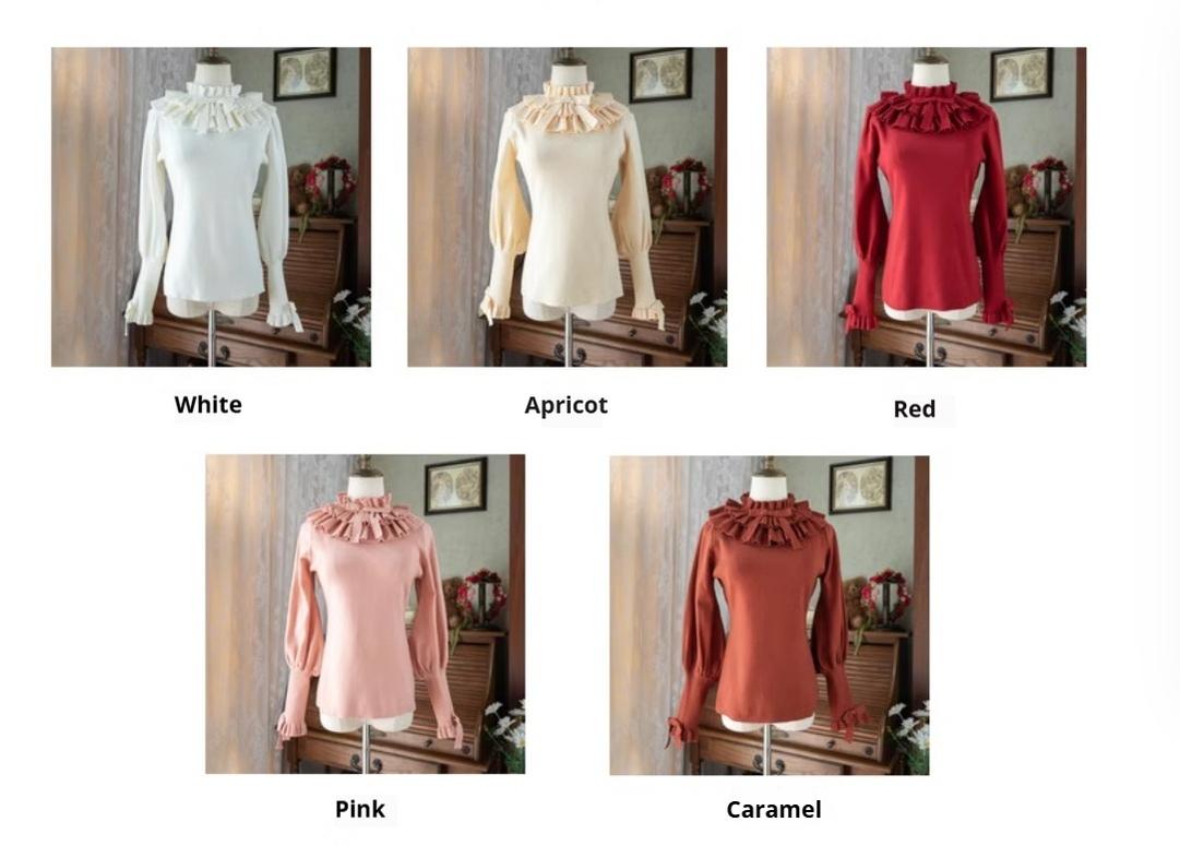 Miaoplus - Sweet Lolita Knit Sweater Long Sleeve Winter Lolita Top