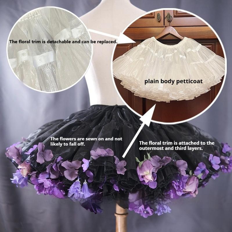 Sky Rabbit - Floral Lolita Petticoat with Detachable Trim