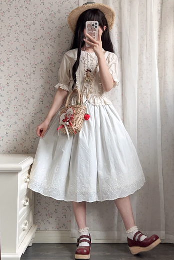 Miss Point - Little Anna - Elegant Lolita Cotton Puff Sleeve Blouse