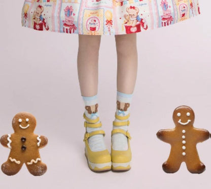 Momo - Bear Birthday Party - Kwaii Lolita Shoes Round Toe Platform Shoes