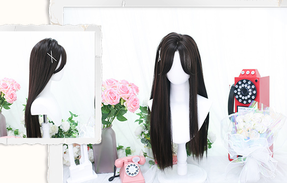 Dalao Home - Ballet - Sweet Long Straight Black Brown Wig