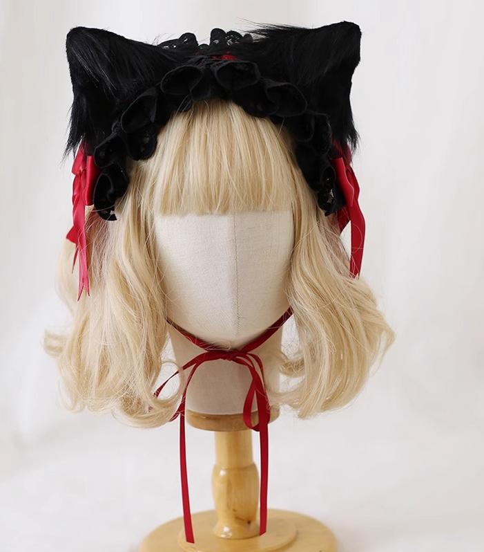 Xiaogui - Gothic Lolita Headband Cat Ear Hairpin