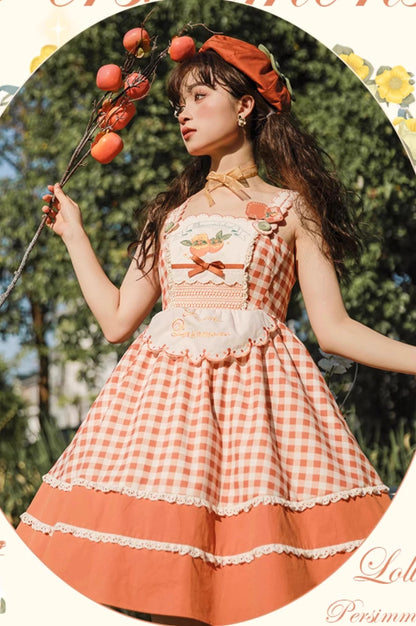 Mademoiselle Pearl - Persimmon - Autumn Persimmon Print Lolita OP JSK SK Dress