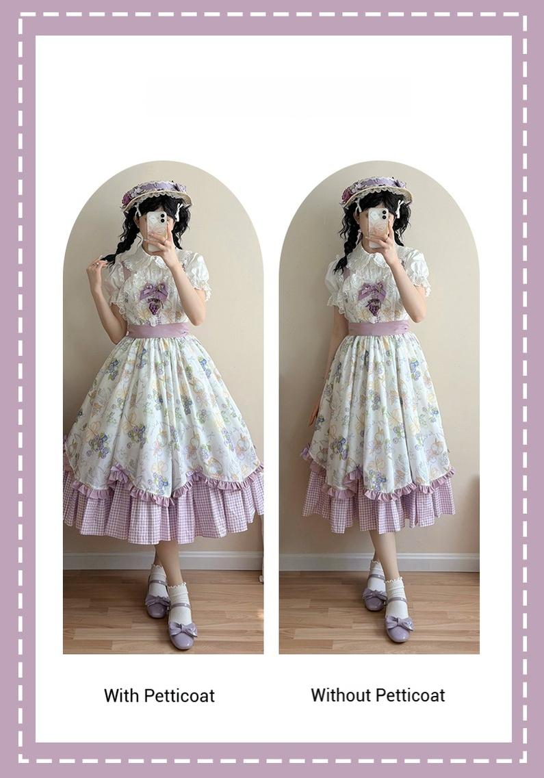 Qianmu - Blueberry Summer - Classic Lolita JSK Dress with Large Hem and Cotton Lining