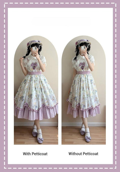 Qianmu - Blueberry Summer - Classic Lolita JSK Dress with Large Hem and Cotton Lining