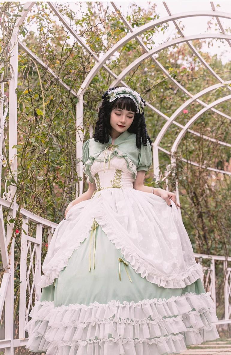 Daydream Whisper - Toting Basil - Plus Size Wedding Lolita Dress Green Bridal JSK