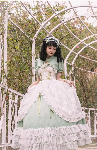 Daydream Whisper - Toting Basil - Plus Size Wedding Lolita Dress Green Bridal JSK