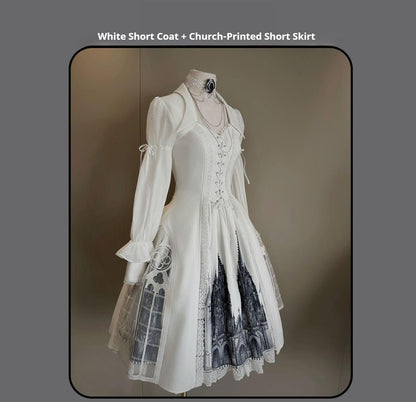 Susin Lolita - Night Traveler - Gothic Lolita Skirt Outfit Long Coat Shirt and Bustier Set