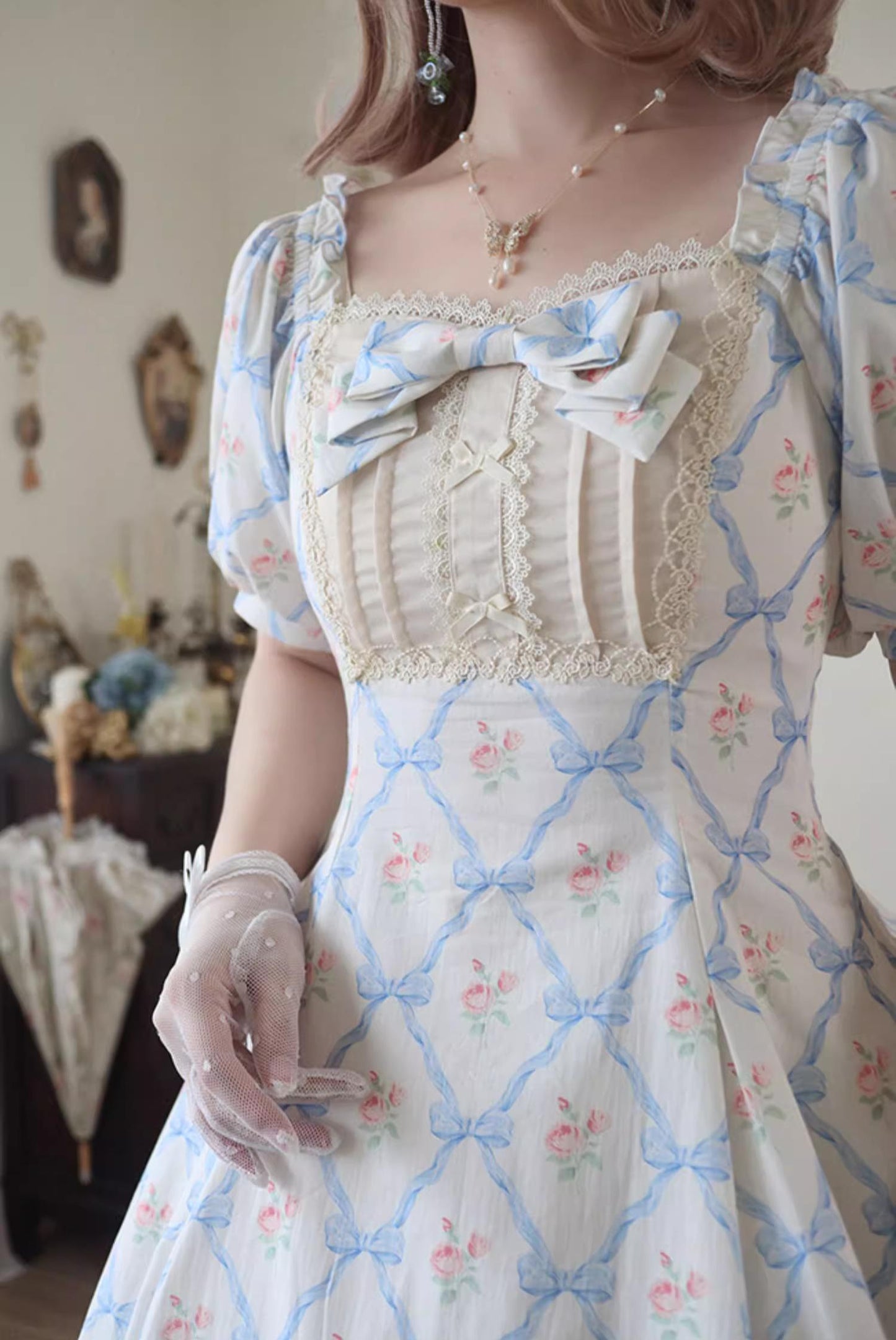 Forest Song - Pastoral Poem - Elegant Lolita OP Dress Floral Print 6-Piece Cut Lolita Dress