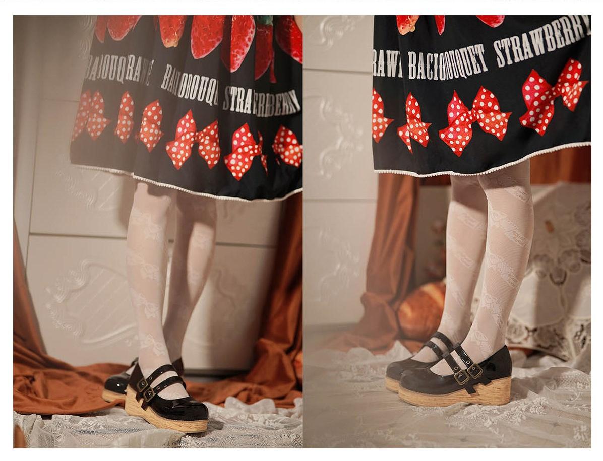 MODO - Retro Lolita Round Toe Wood Bottom Shoes
