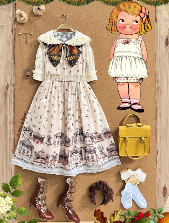 Magic Tea Party - Box Theatre - Classical Lolita Beige Rabbit Print JSK