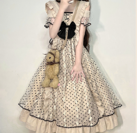 Cat-Romance - Coconut Milk Boo Boo - Elegant Lolita Polka Dot OP