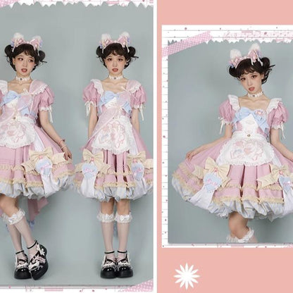 OCELOT - Sweet Lolita Pink Cat Tail OP Dress Set