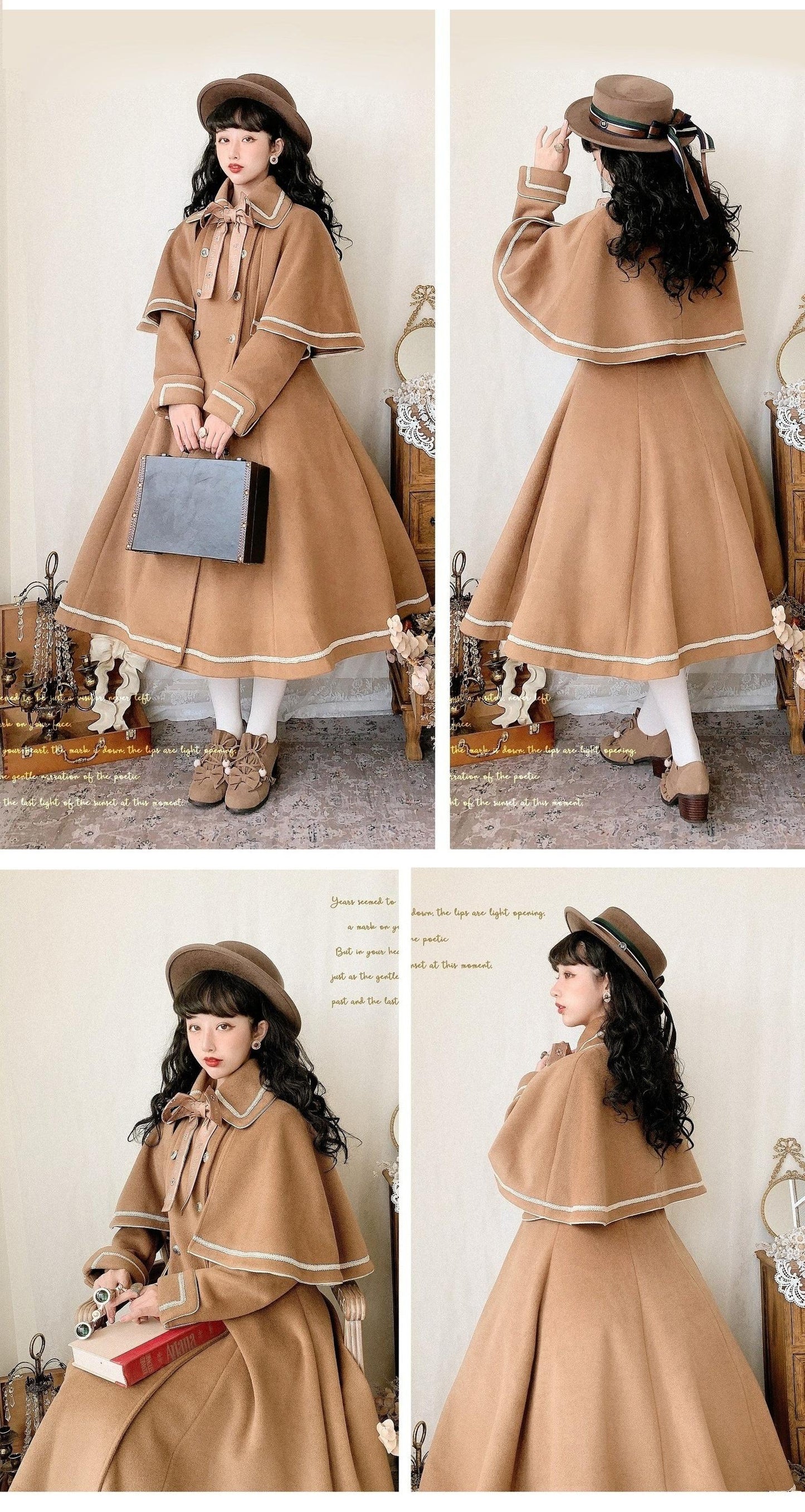 Unideer - Galaxy Traveler - Classic School Lolita Overcoat with Detachable Cape and Bow