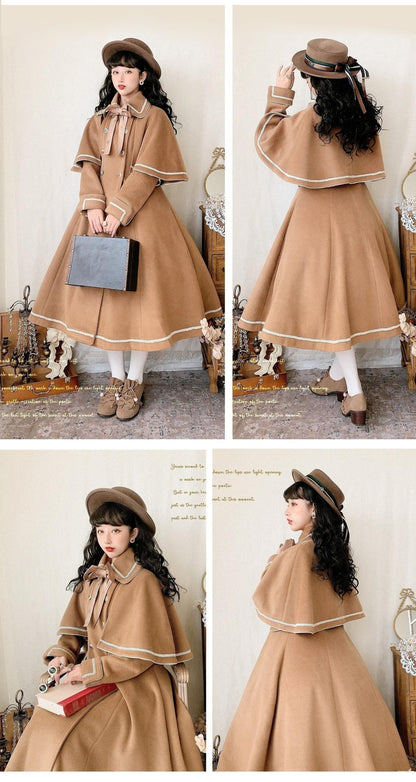 Unideer - Galaxy Traveler - Classic School Lolita Overcoat with Detachable Cape and Bow