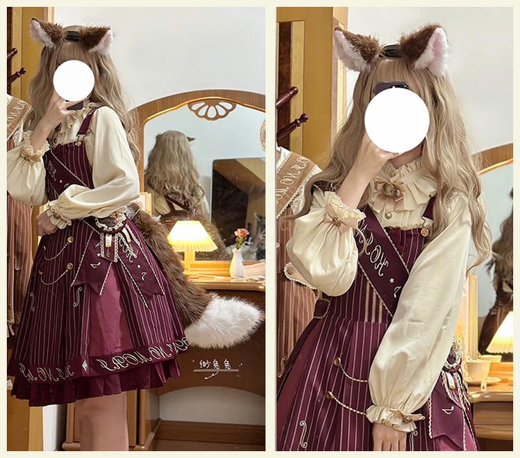 Forest Fluorescent Carps - Classic Lolita Salopette Set Violin Preppy Style Dress