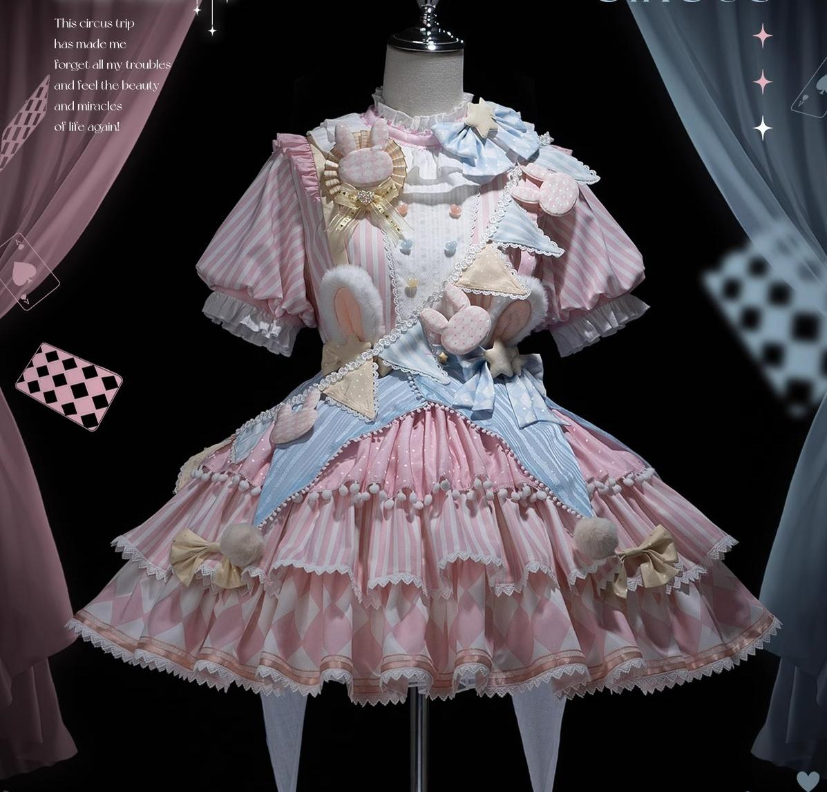 Forest Fluorescent Carps - Ouji Lolita OP Dress Circus Lolita Strip Prince Suit