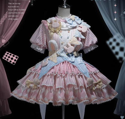 Forest Fluorescent Carps - Ouji Lolita OP Dress Circus Lolita Strip Prince Suit