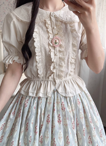 Miss Point - Little Anna - Elegant Lolita Cotton Puff Sleeve Blouse