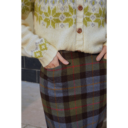 Ink green plaid wool tight skirt