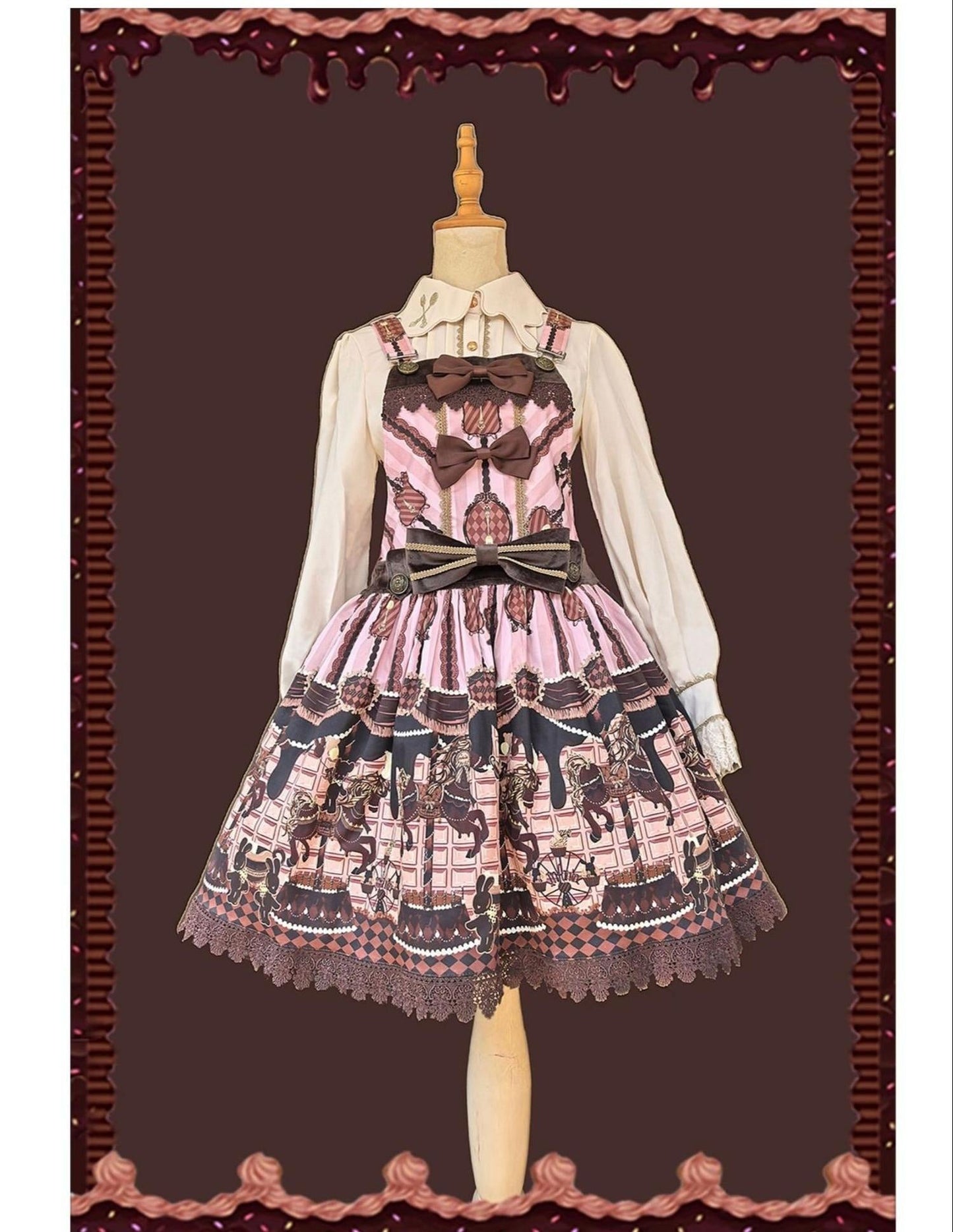 Infanta - Chocolate Carousel - Kawaii Lolita Salopette Dress Set