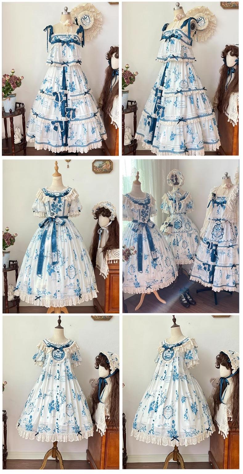 NanShengGe - Mulberry Poem - Country Lolita Printed Dress with Cardigan Set