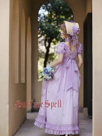 Surface Spell - Spring Rendezvous - Vintage Lolita OP Dress Embroidered Empire Waist Dress