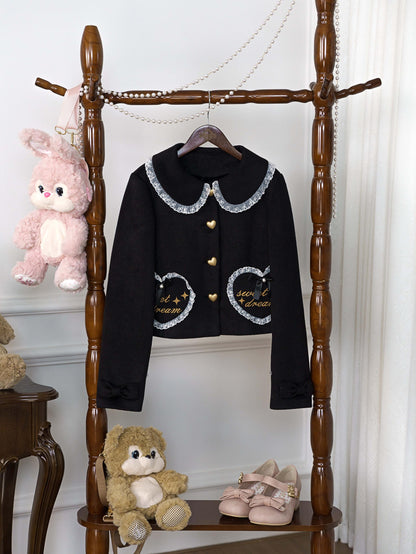 Dream Magic Box - Milk Puff - Winter Fleece-lined Sweet Lolita Coat, Detachable Collar