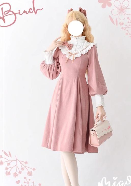 Miaoplus - Winter Birch Forest - Elegant Lolita OP Dress Corduroy Long Sleeve Winter Dress