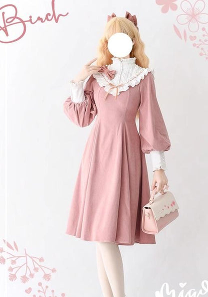 Miaoplus - Winter Birch Forest - Elegant Lolita OP Dress Corduroy Long Sleeve Winter Dress