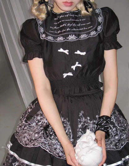 ZJstory - Sonnet Summer - Sweet Lolita Dress Set Embroidery Shirt Tiered Jumper Dress