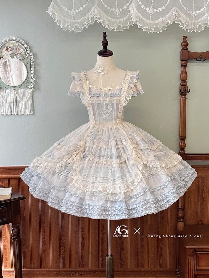 Alice Girl - Elegant Lolita Embroidered Apron with Adjustable Strap