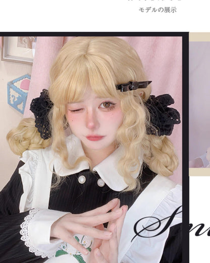 Sinwavy - Black Gold Girl - Elegant Lolita Wig Golden Long Curly Hair