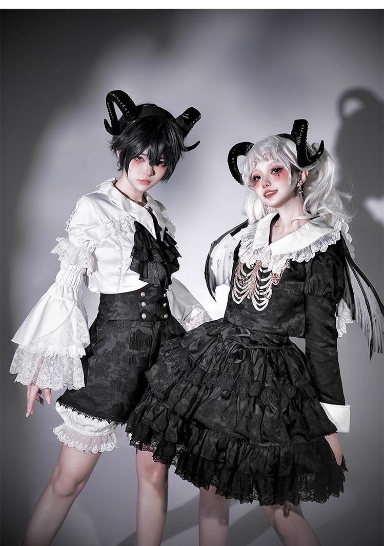 CastleToo - Crossbone - Ouji Lolita Shorts Suit Gothic Lolita Top and Blouse