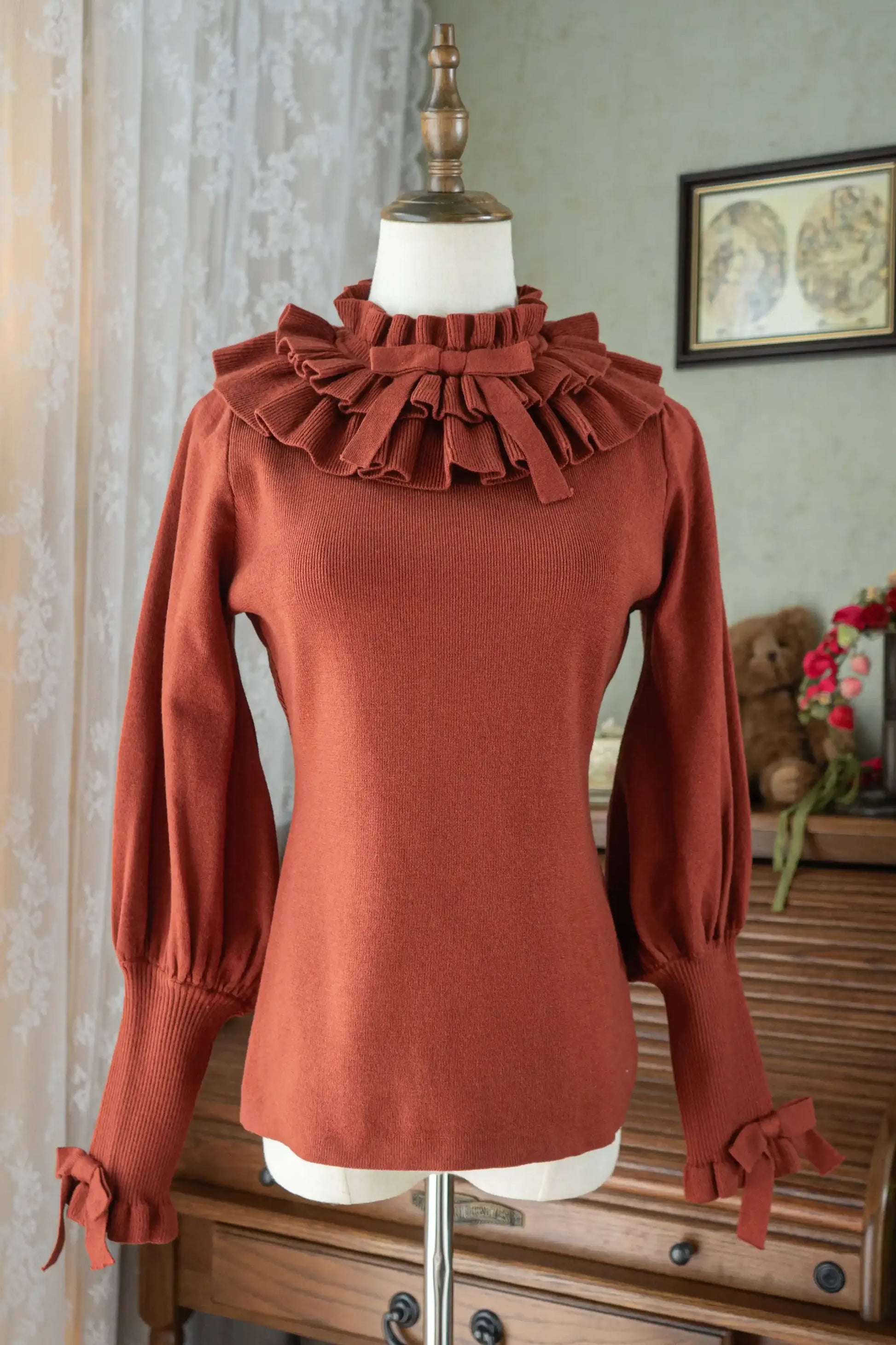 Miaoplus - Sweet Lolita Knit Sweater Long Sleeve Winter Lolita Top
