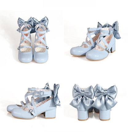 MODO - Follow in the Moonlight - Sweet Lolita Round Toe Shoes with Large Bow