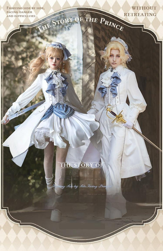 Forest Fluorescent Carps - Crumbling Skeleton - Ouji Lolita Fishbone Embroideried Vest, Prince Pants Suits