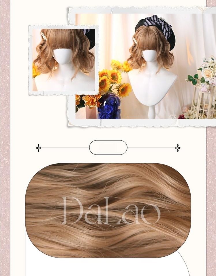 Dalao Home - Kawaii Short Curly Lolita Wig with Bangs