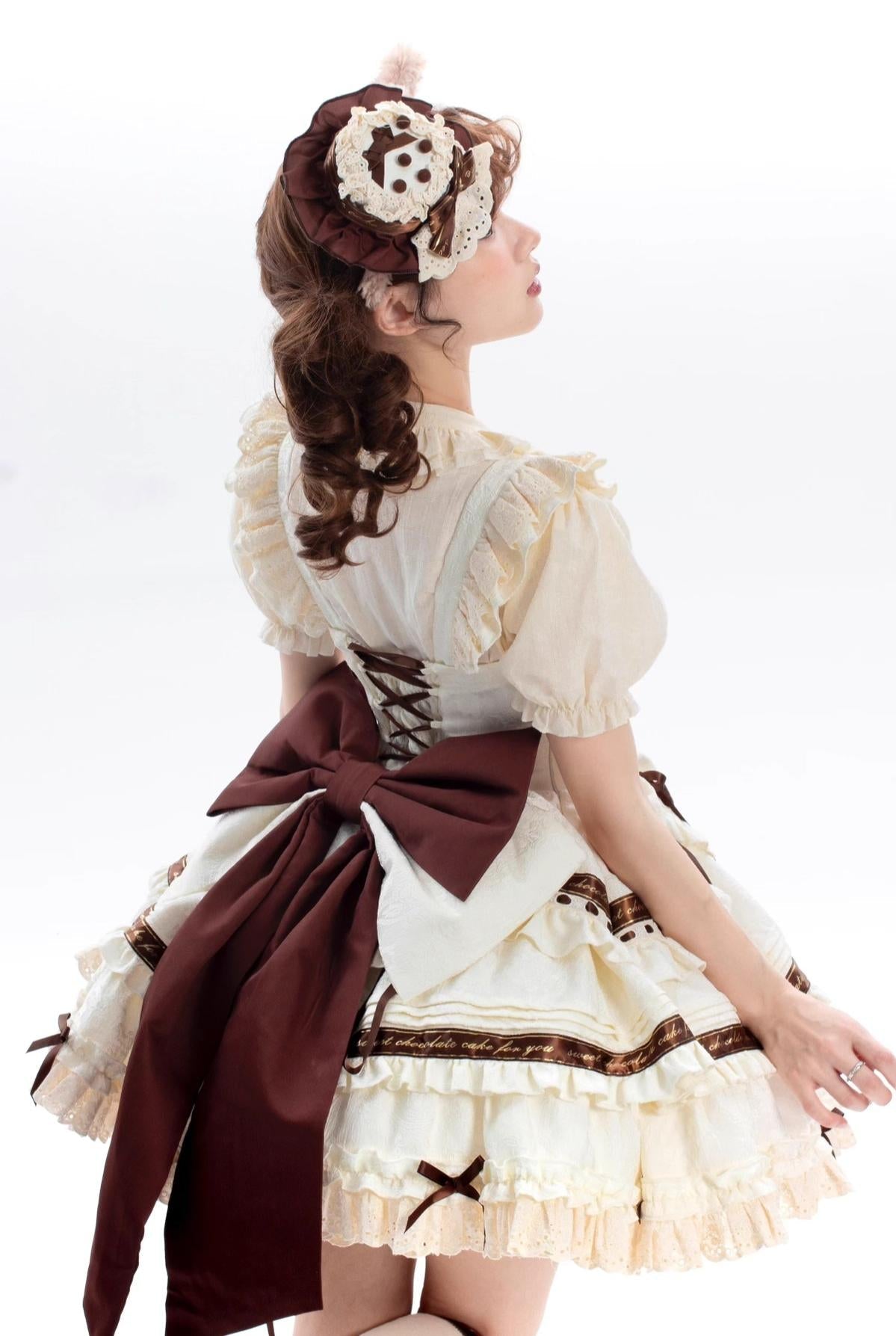 Chubby Cat Diary - Chocolate Layer Cake - Plus Size Cotton Lolita Jumper Dress