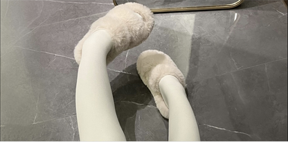 Hua Nai cat - Kawaii Winter Lolita Stockings Fuzzy Trim Furball Over-knee Socks