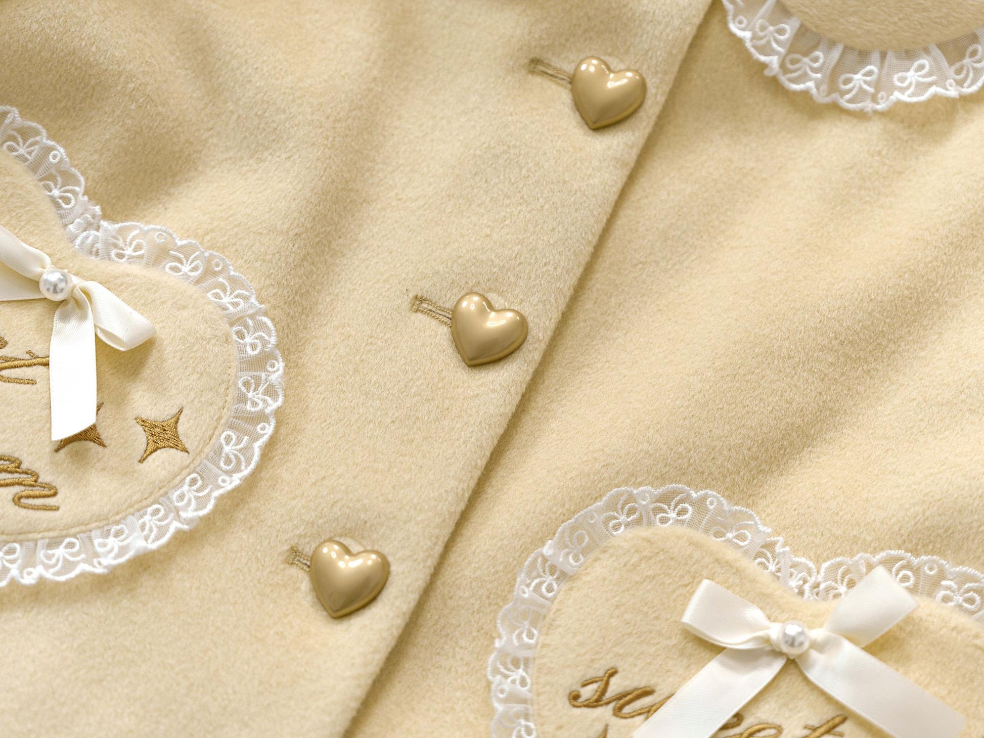 Dream Magic Box - Milk Puff - Winter Fleece-lined Sweet Lolita Coat, Detachable Collar