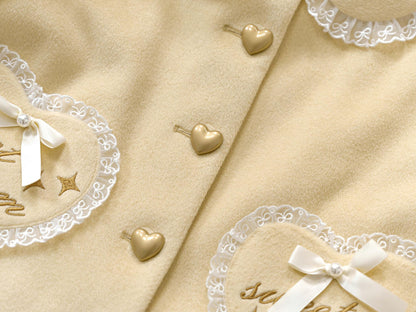 Dream Magic Box - Milk Puff - Winter Fleece-lined Sweet Lolita Coat, Detachable Collar