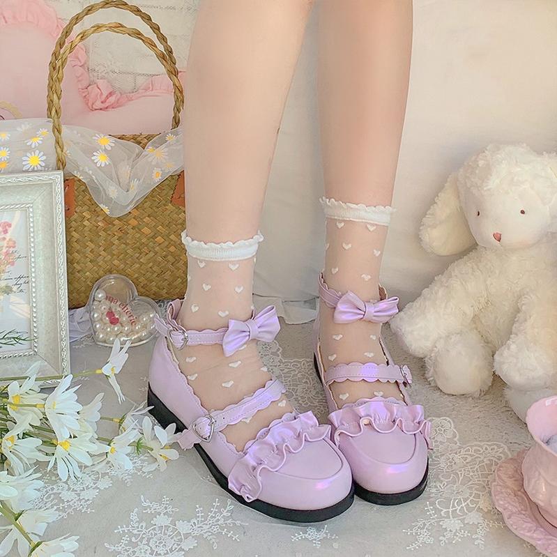 Sheep Puff - Mei Lulu - Lolita Japanese Lace Single Shoes