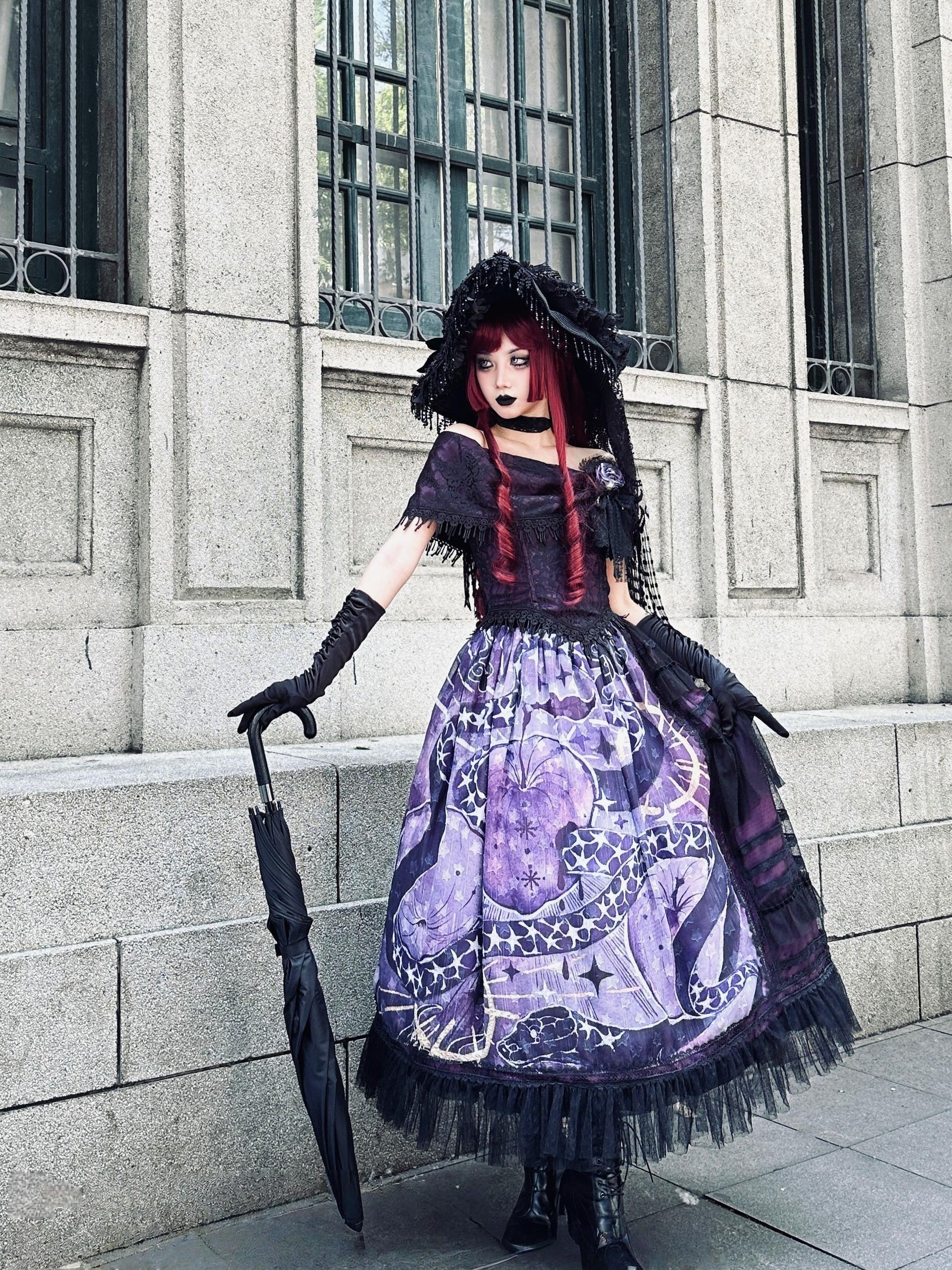 Krncrlo - Laocoon - Gothic Lolita SK Suit With Purple Snake & Apple Print
