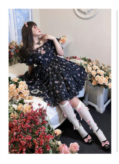 Yingtang - Plus Size Lolita Floral Print Lolita Dress