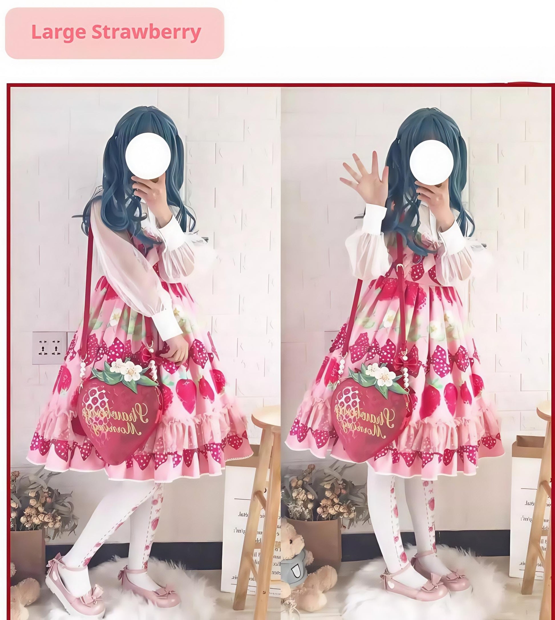 Morning Glory - A Strawberry - Sweet Lolita Crossbody Bag Strawberry Printed Handbag