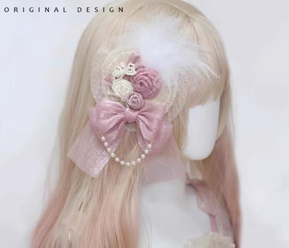 The Accessories' Story - Satin Ballet - Sweet Lolita Headdress Feather Bow