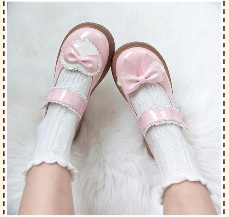 Lixing Luo - Cute Milkmaid Round Toe Multicolor Lolita Shoes